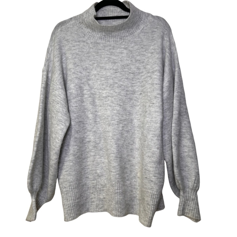 Vince Camuto Women’s MED Light Heather Gray Wool Blend Mock Neck Sweater